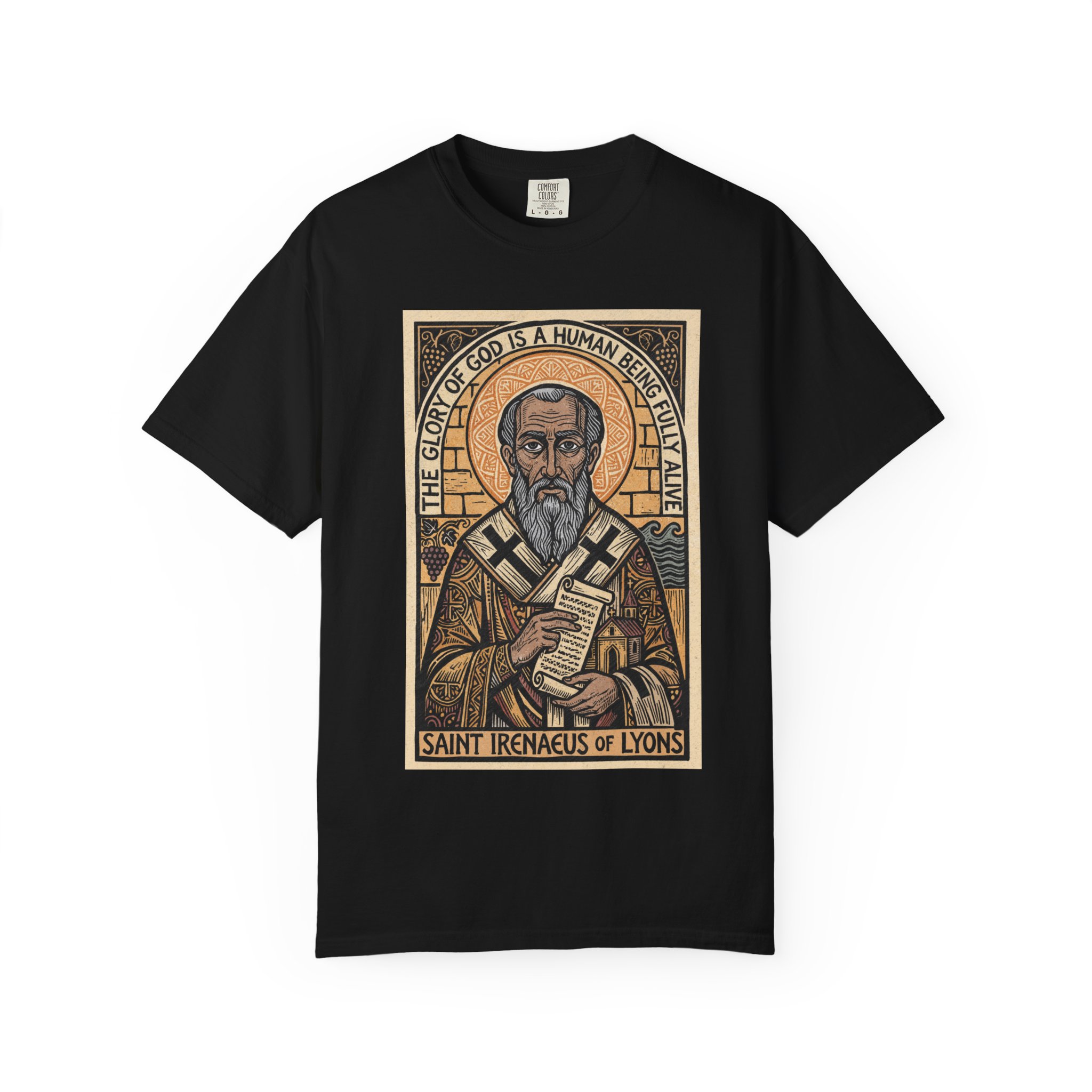 Saint Irenaeus of Lyons Illustration T-shirt | Christian Saint Artwork - Image 17