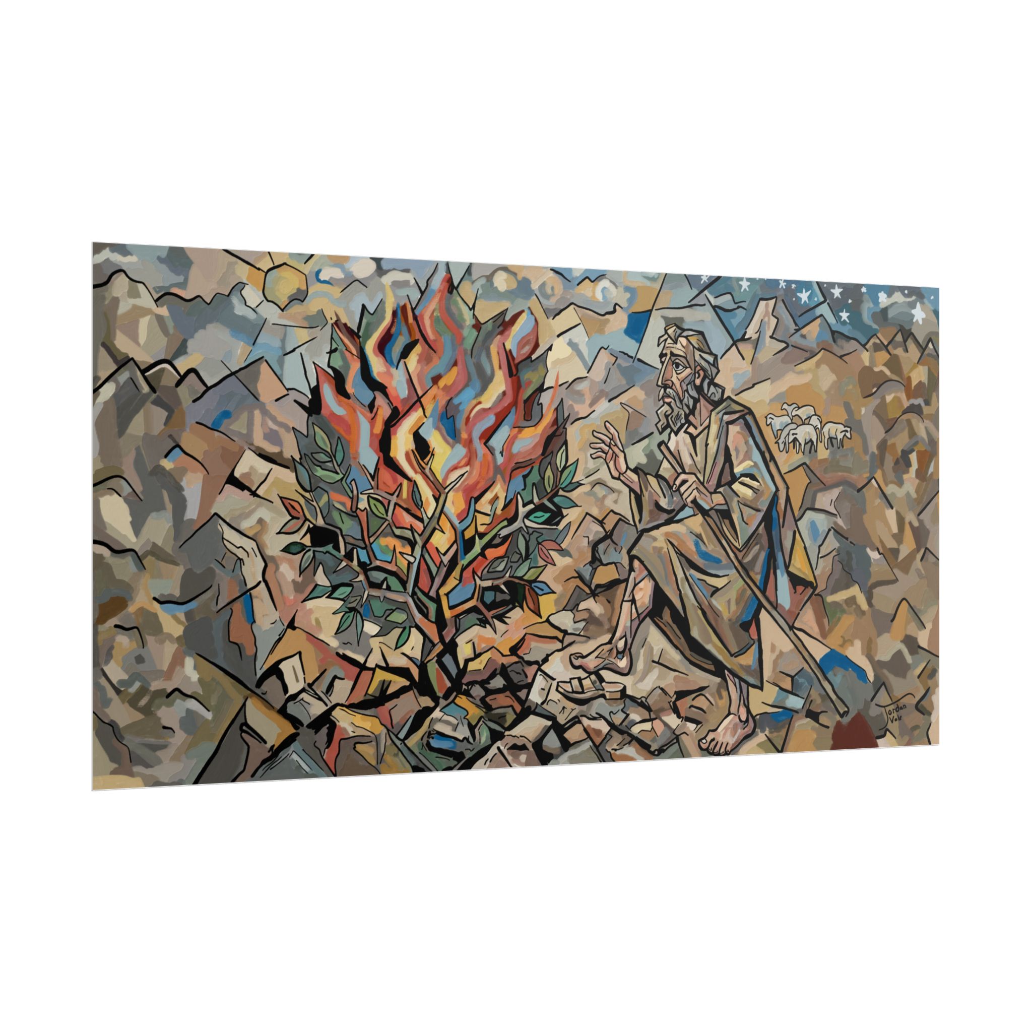 Moses and the Burning Bush Poster, Christian Wall Art, Modern Biblical Art Print - Image 3