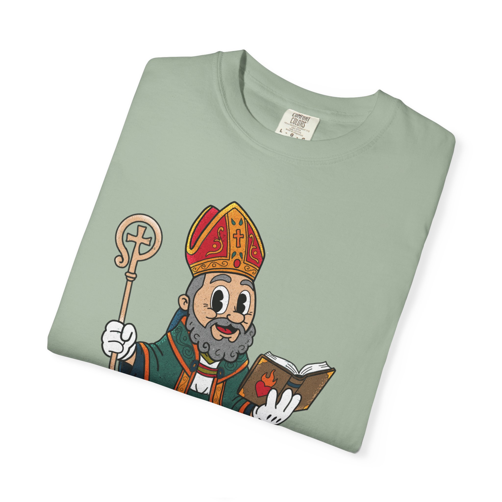 Saint Augustine Illustration T-Shirt | Retro Bishop Cartoon - Image 15
