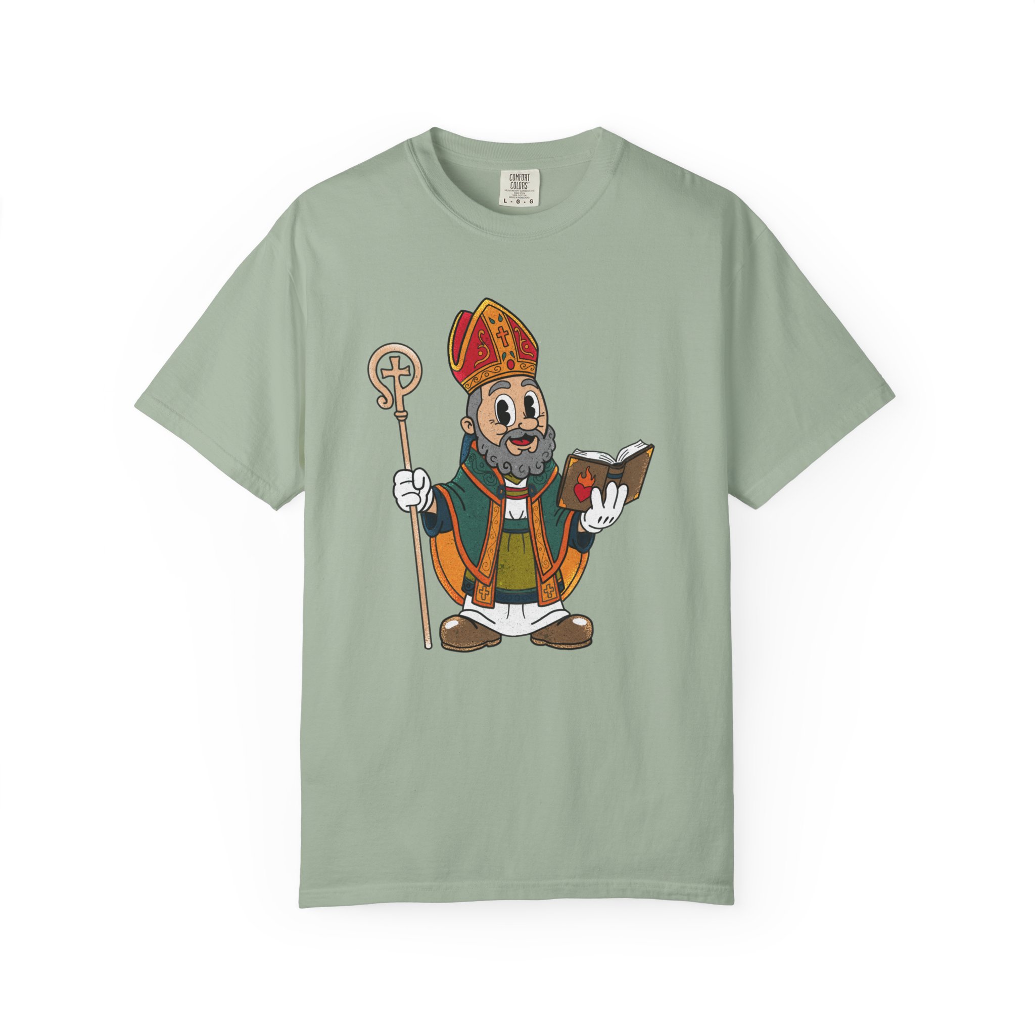 Saint Augustine Illustration T-Shirt | Retro Bishop Cartoon - Image 13
