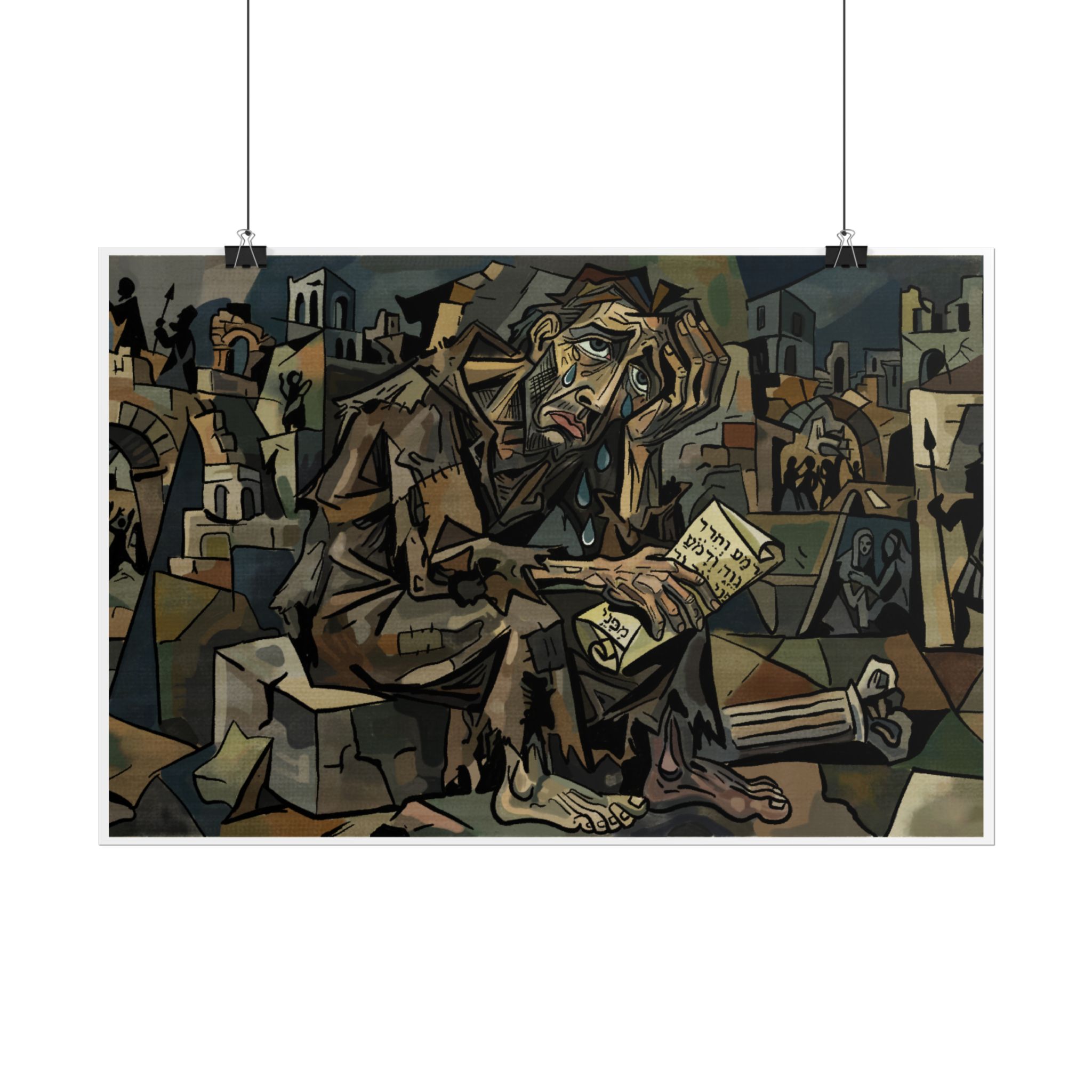 Weeping Prophet Cubist Canvas | Jeremiah - Image 2