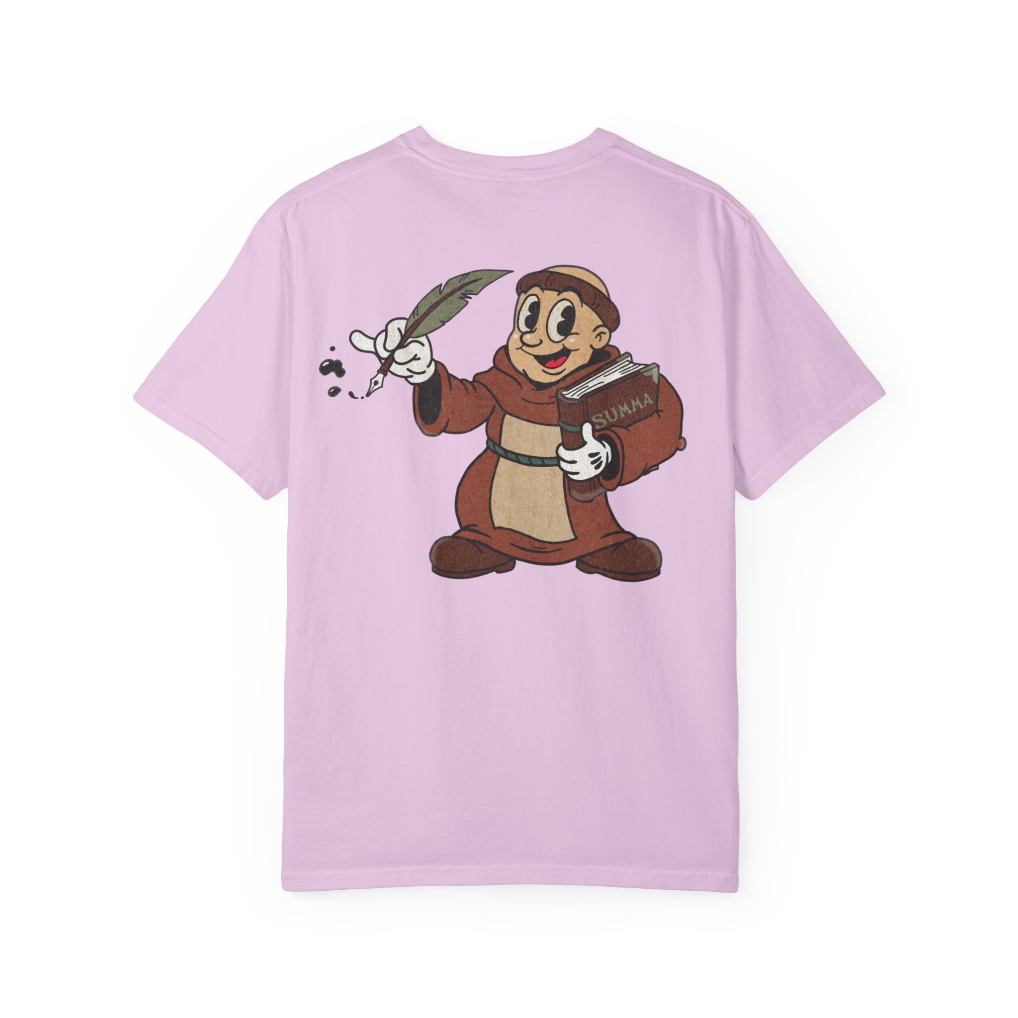 St Aquinas Scribe Character T-shirt | Vintage Cartoon Sr Aquinas with Quill - Image 22