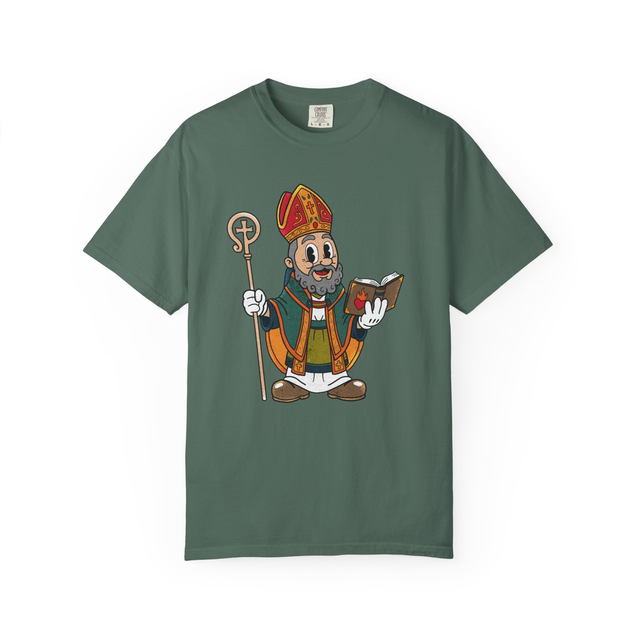 Saint Augustine Illustration T-Shirt | Retro Bishop Cartoon - Image 17