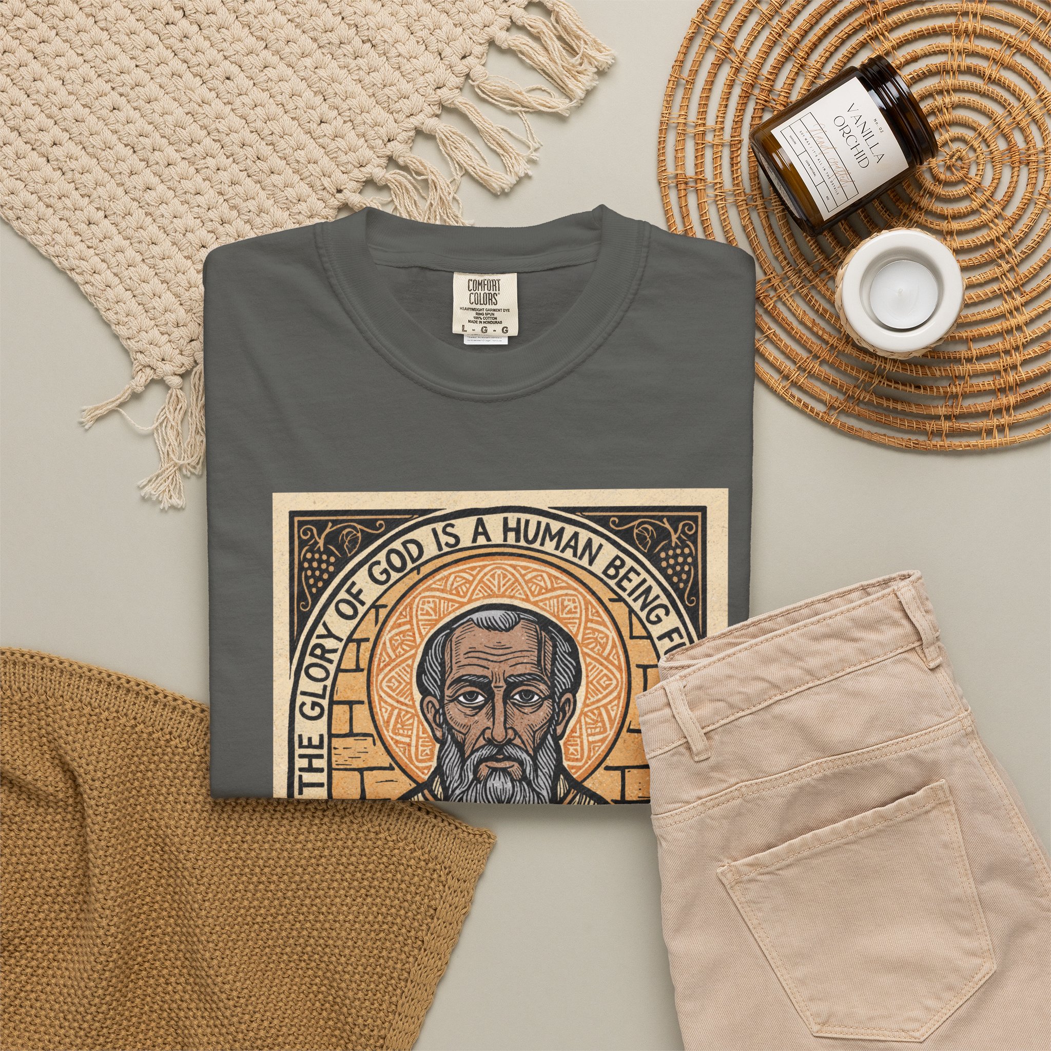 Saint Irenaeus of Lyons Illustration T-shirt | Christian Saint Artwork - Image 8