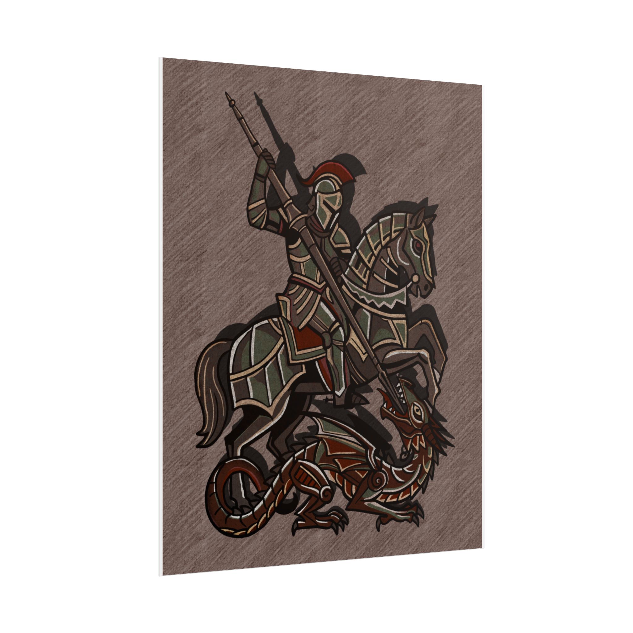 St. George Slaying Dragon Rolled Poster | Knight Dragon Illustration - Image 3