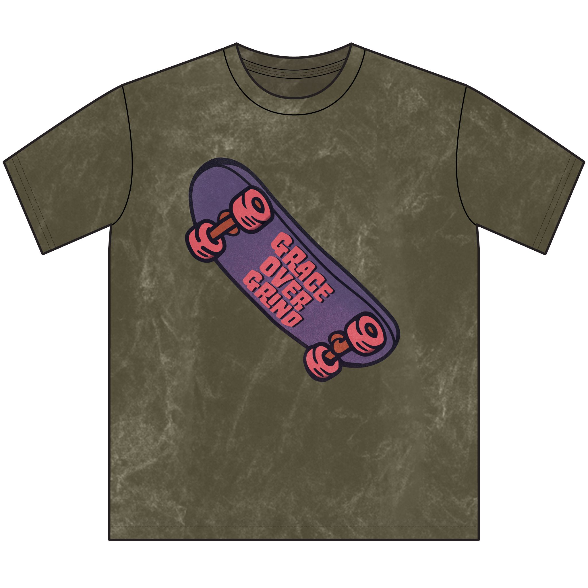 Grace Over Grind Skateboard Graphic Tee | Vintage Brown Crewneck - Image 3