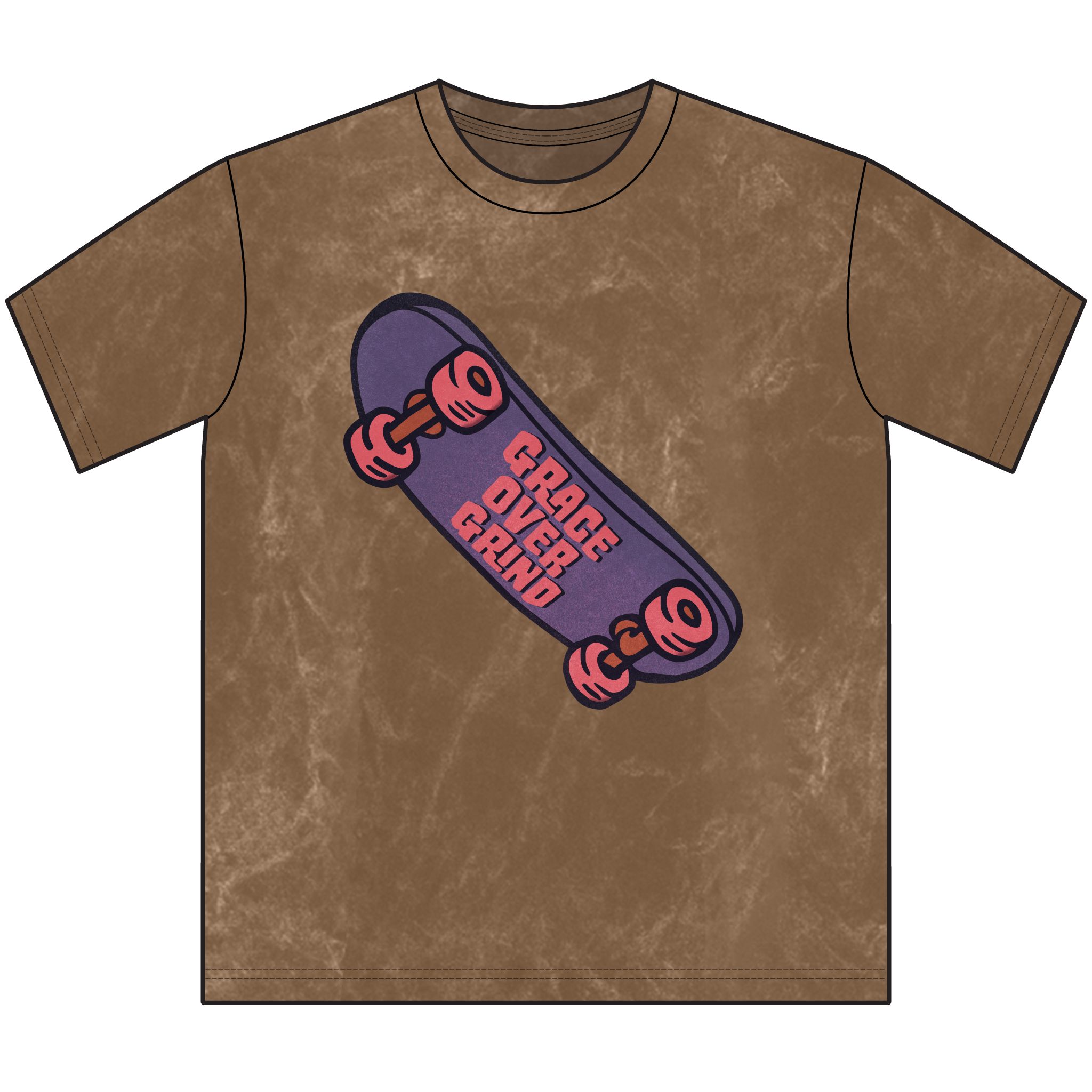 Grace Over Grind Skateboard Graphic Tee | Vintage Brown Crewneck