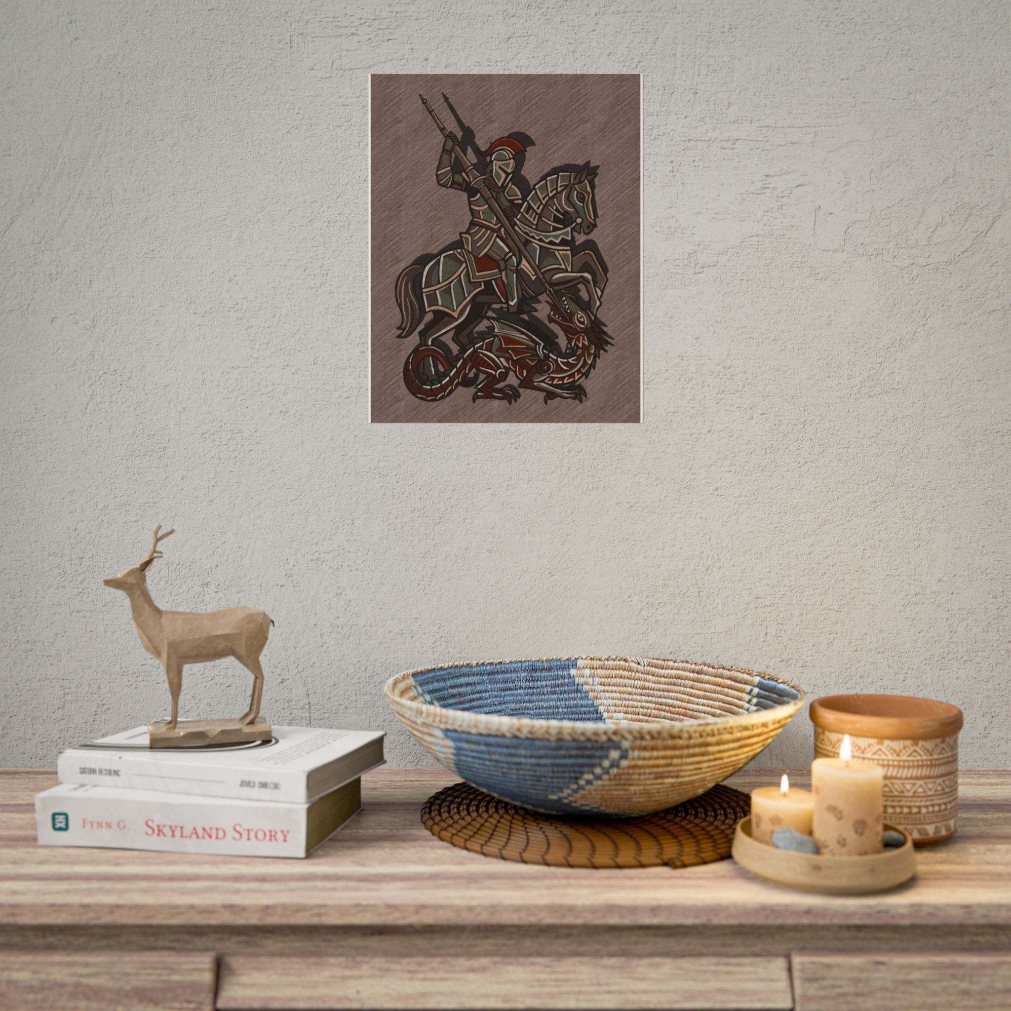 St. George Slaying Dragon Rolled Poster | Knight Dragon Illustration - Image 4